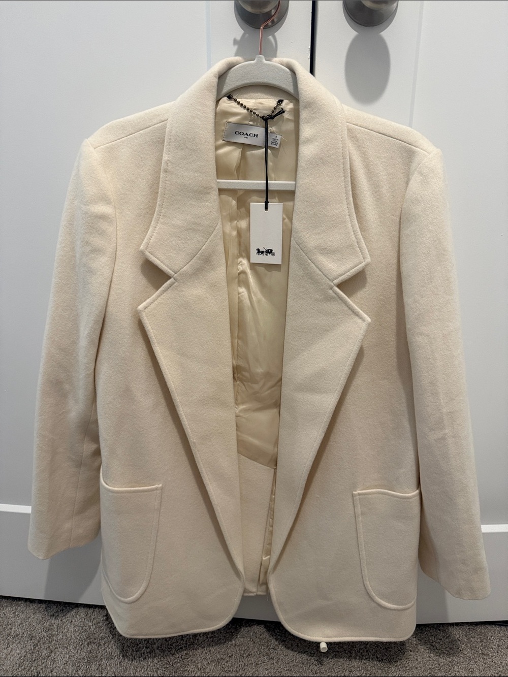 Coach Cream Wool-Blend Blazer